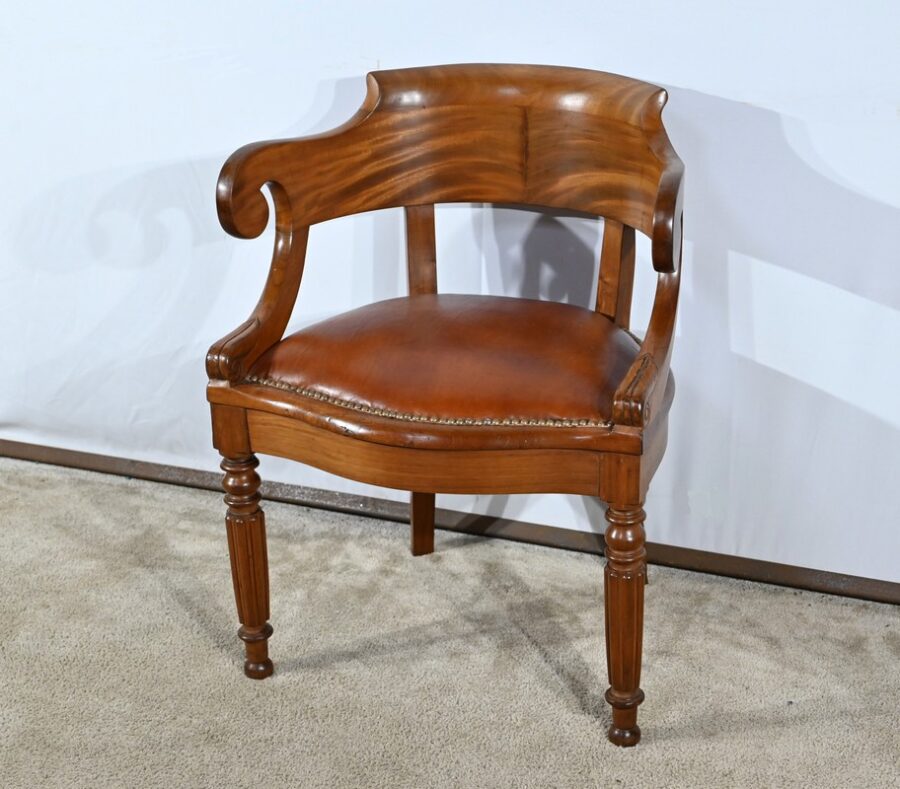 Fauteuil de Bureau en Acajou, époque Louis Philippe – Milieu XIXe – Image 3