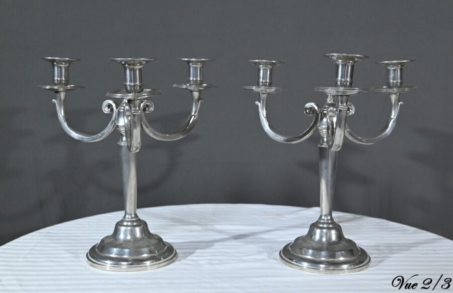 Paire de Candélabres en Étain, « Le Lingot »  – Milieu XXe – Image 12