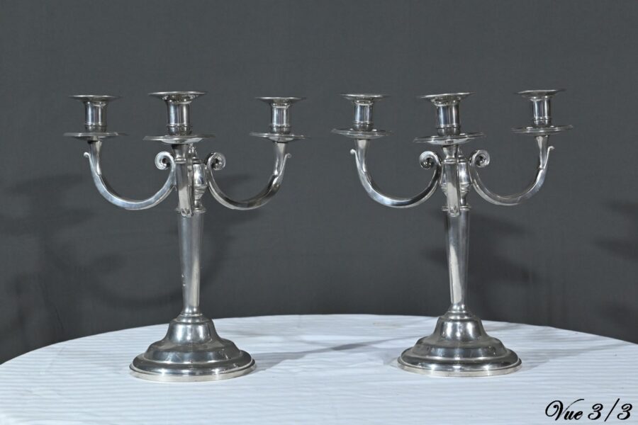 Paire de Candélabres en Étain, « Le Lingot »  – Milieu XXe – Image 13