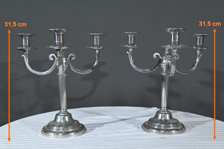 Paire de Candélabres en Étain, « Le Lingot »  – Milieu XXe – Image 15