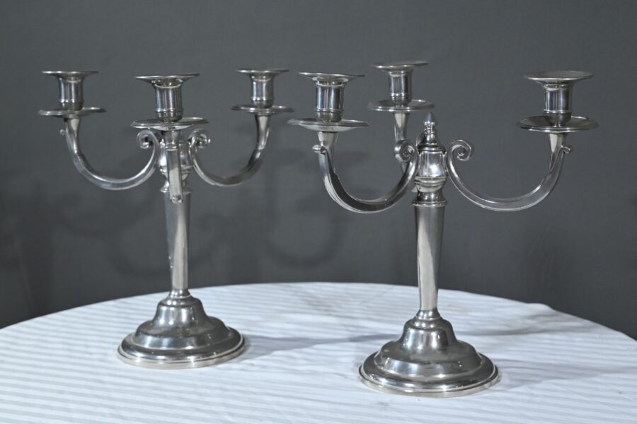 Paire de Candélabres en Étain, « Le Lingot »  – Milieu XXe – Image 3