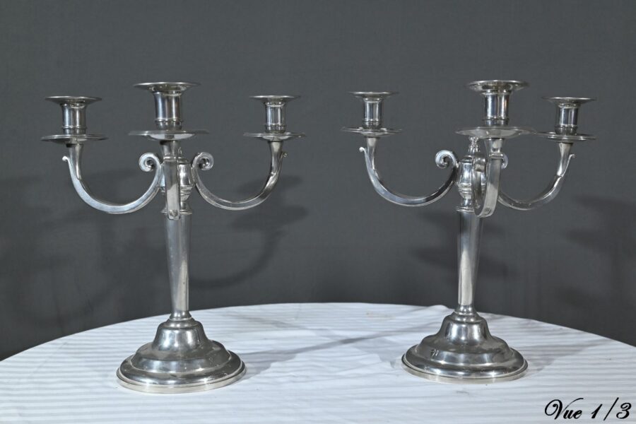 Paire de Candélabres en Étain, « Le Lingot »  – Milieu XXe – Image 4