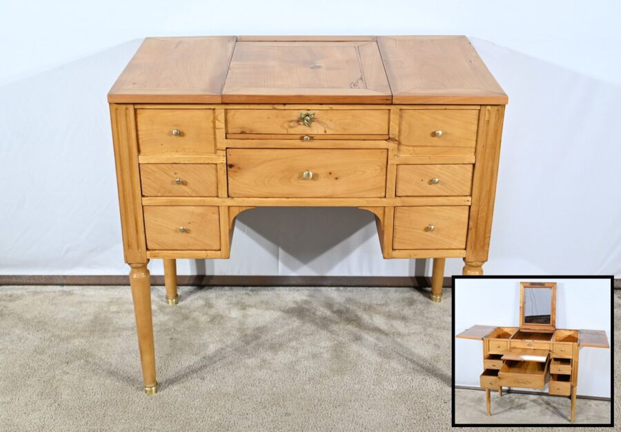 Petite Coiffeuse en Merisier Massif, époque Louis XVI – Fin XVIIIe