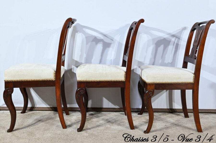 Suite de 5 Chaises en Acajou de Cuba, époque Restauration – Début XIXe – Image 21