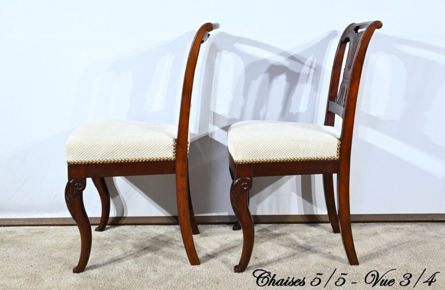 Suite de 5 Chaises en Acajou de Cuba, époque Restauration – Début XIXe – Image 22