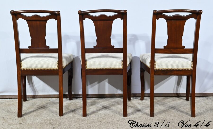 Suite de 5 Chaises en Acajou de Cuba, époque Restauration – Début XIXe – Image 23