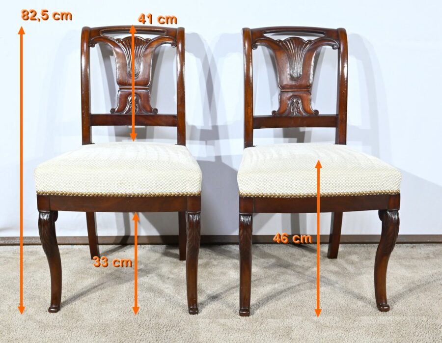 Suite de 5 Chaises en Acajou de Cuba, époque Restauration – Début XIXe – Image 27
