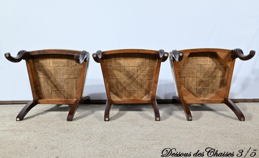 Suite de 5 Chaises en Acajou de Cuba, époque Restauration – Début XIXe – Image 28