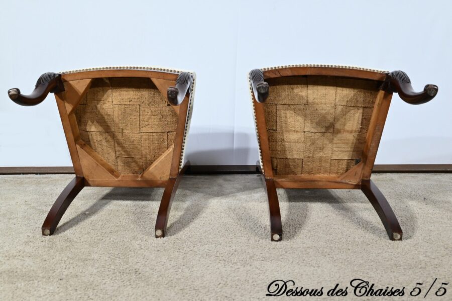 Suite de 5 Chaises en Acajou de Cuba, époque Restauration – Début XIXe – Image 29