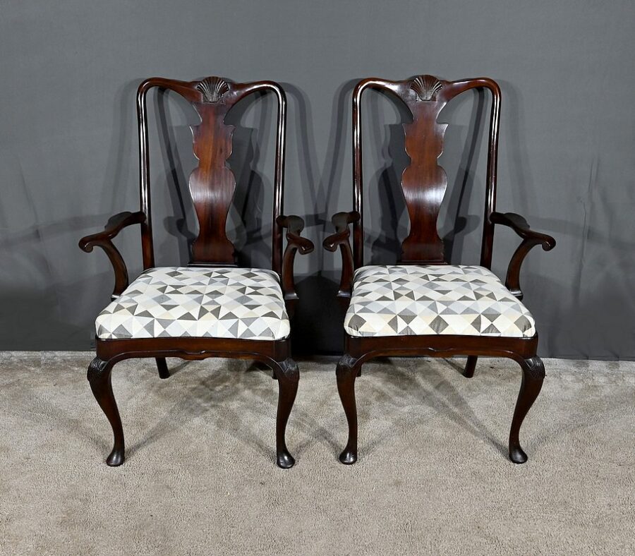Paire de Fauteuils Chippendale en Acajou, Angleterre - Début XXe