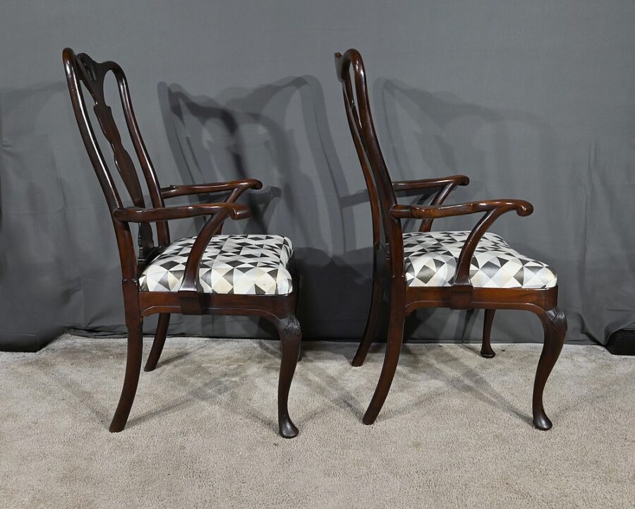 Paire de Fauteuils Chippendale en Acajou, Angleterre - Début XXe – Image 3