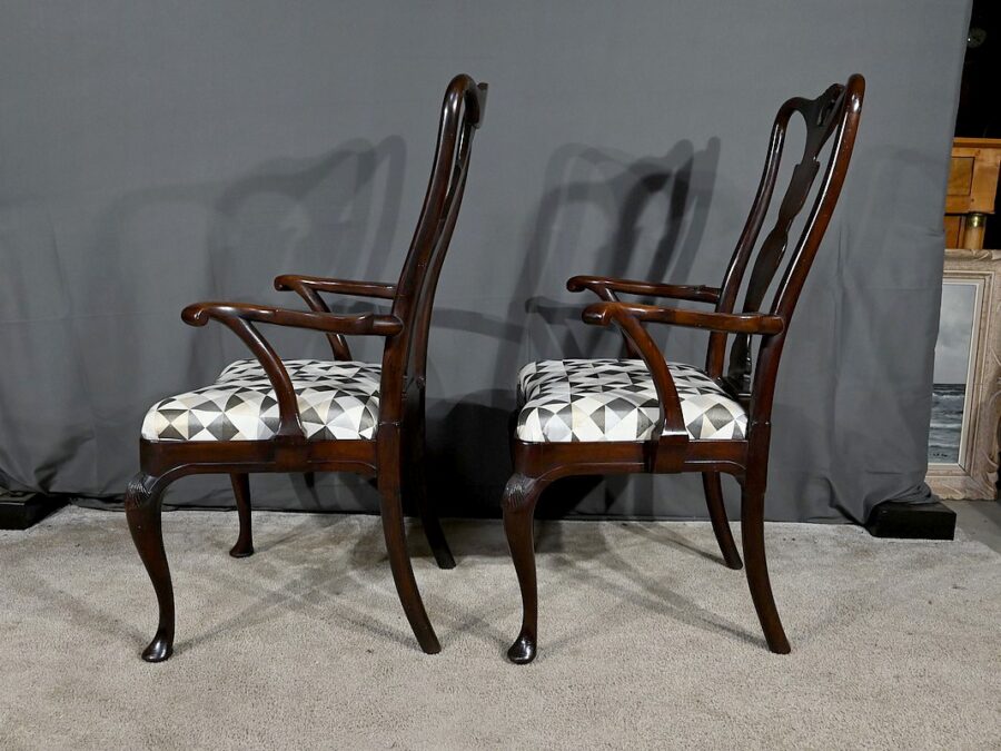 Paire de Fauteuils Chippendale en Acajou, Angleterre - Début XXe – Image 4