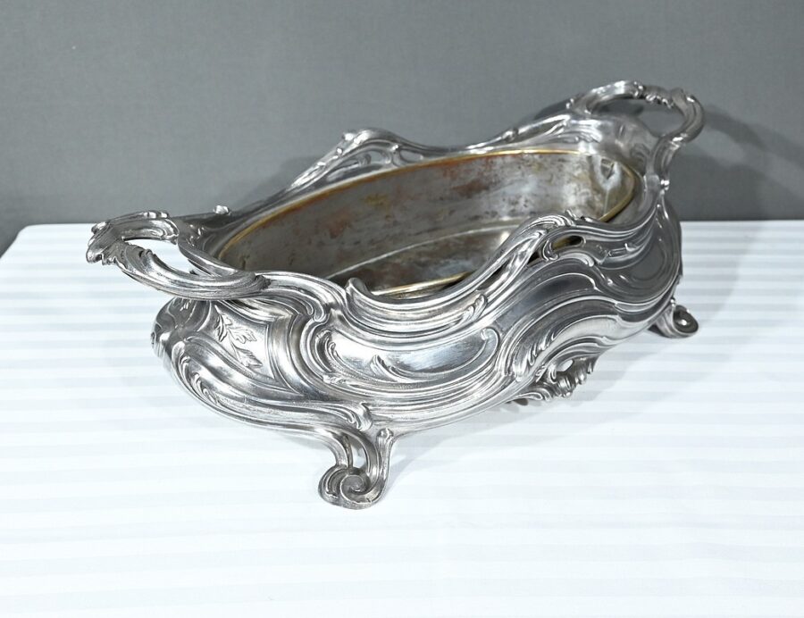 Jardinière en Bronze argenté, Victor Saglier, Art Nouveau – Fin XIXème – Image 4
