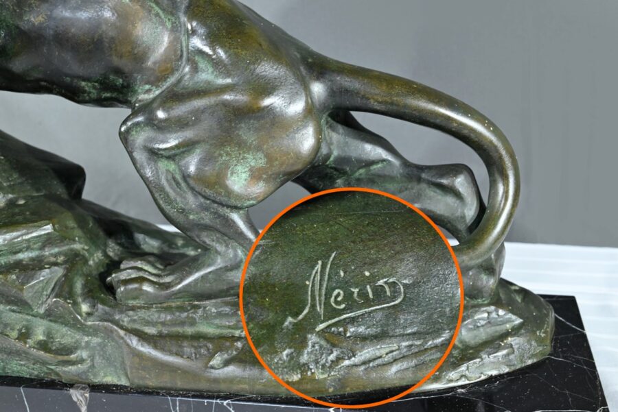 Bronze « Lion Rugissant », signé Nerin – Début XXe – Image 13
