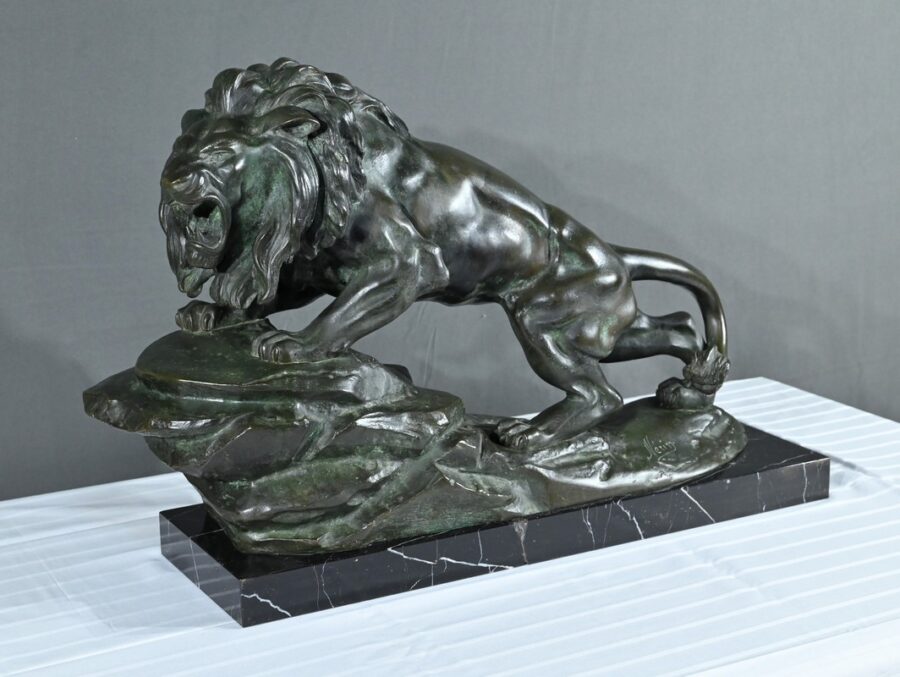 Bronze « Lion Rugissant », signé Nerin – Début XXe – Image 3