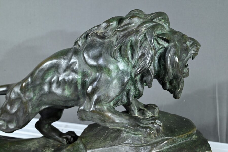 Bronze « Lion Rugissant », signé Nerin – Début XXe – Image 21