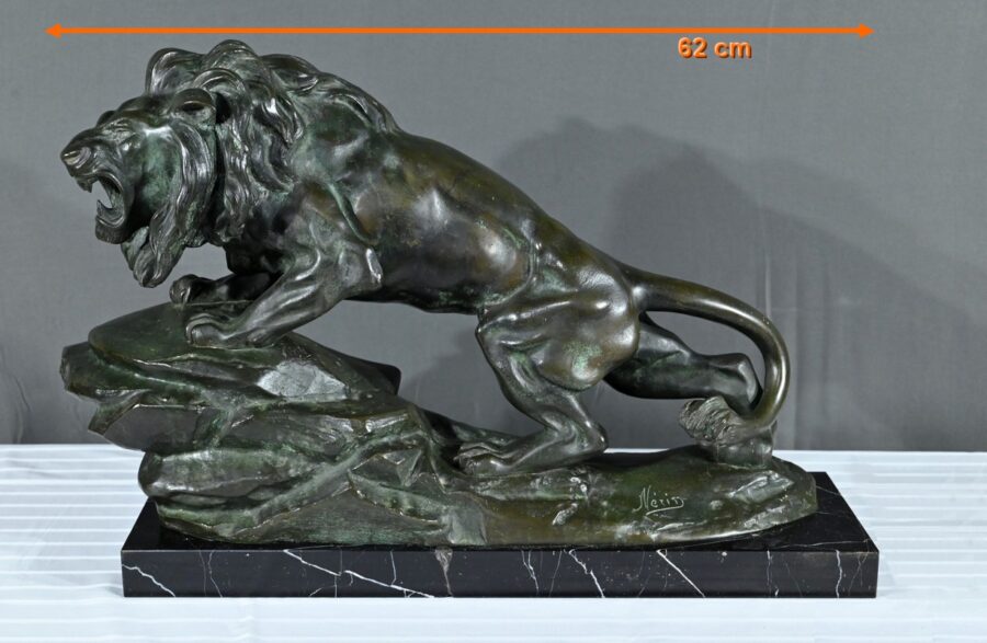 Bronze « Lion Rugissant », signé Nerin – Début XXe – Image 2