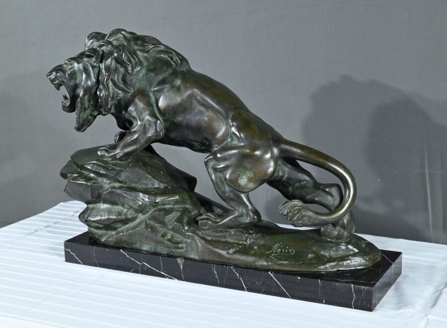 Bronze « Lion Rugissant », signé Nerin – Début XXe – Image 4
