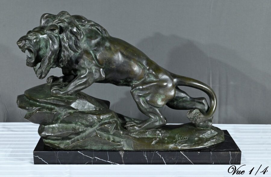 Bronze « Lion Rugissant », signé Nerin – Début XXe – Image 6