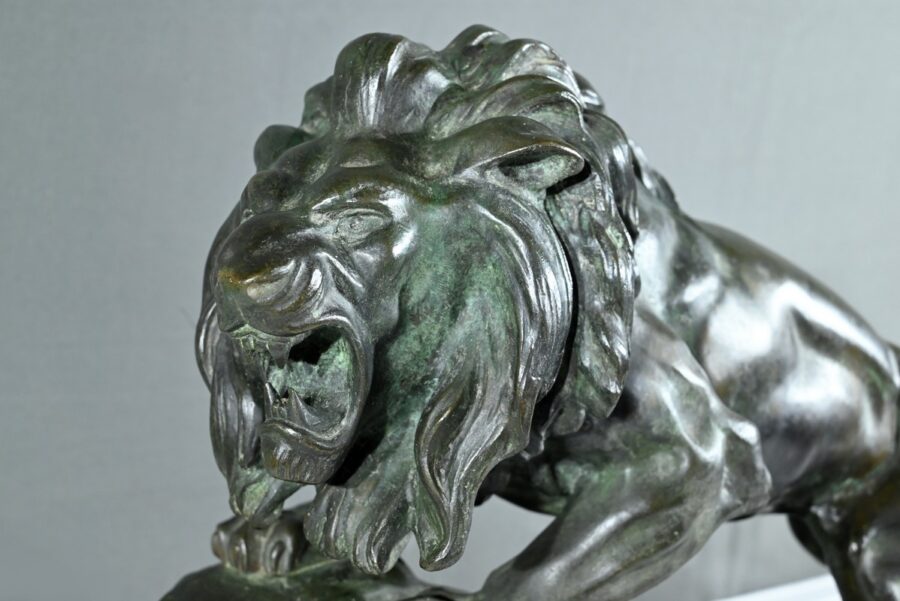 Bronze « Lion Rugissant », signé Nerin – Début XXe – Image 9