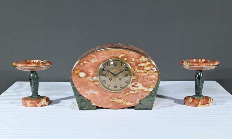 Garniture de Cheminée en Marbre, signée DiediSheim, Art Déco – 1920