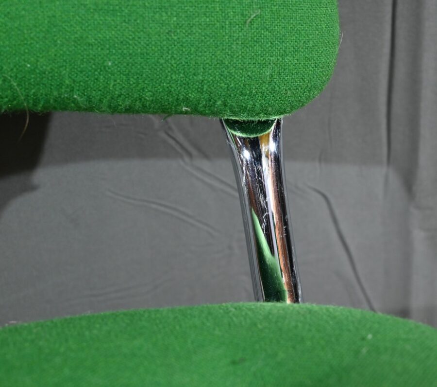 Paire de Chaises en Tissu Coton et Métal Chromé, attribuées à Steelcase Strafor – 1970 – Image 10