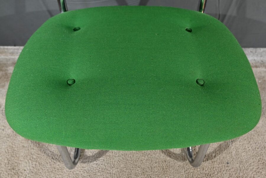 Paire de Chaises en Tissu Coton et Métal Chromé, attribuées à Steelcase Strafor – 1970 – Image 11