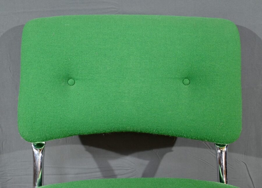 Paire de Chaises en Tissu Coton et Métal Chromé, attribuées à Steelcase Strafor – 1970 – Image 7
