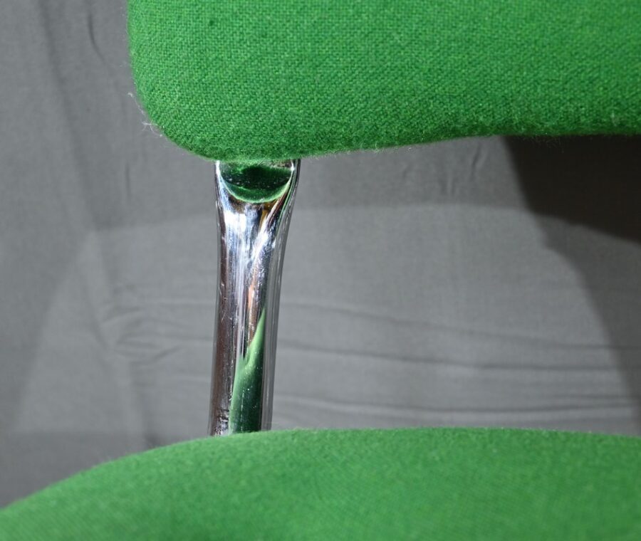 Paire de Chaises en Tissu Coton et Métal Chromé, attribuées à Steelcase Strafor – 1970 – Image 9