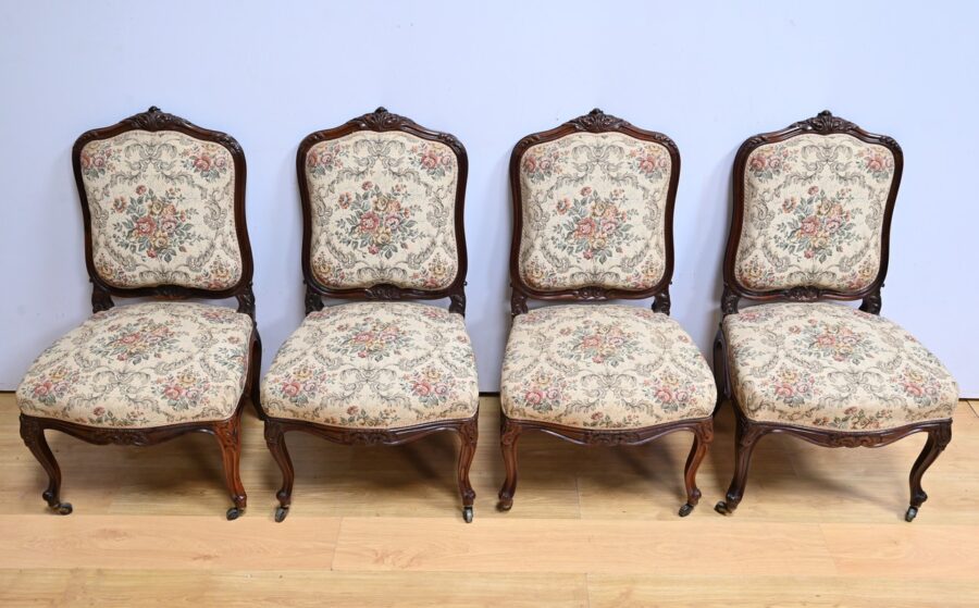 Suite de 4 Chaises en Palissandre, style Louis XV, époque Napoléon III – Milieu XIXe – Image 17