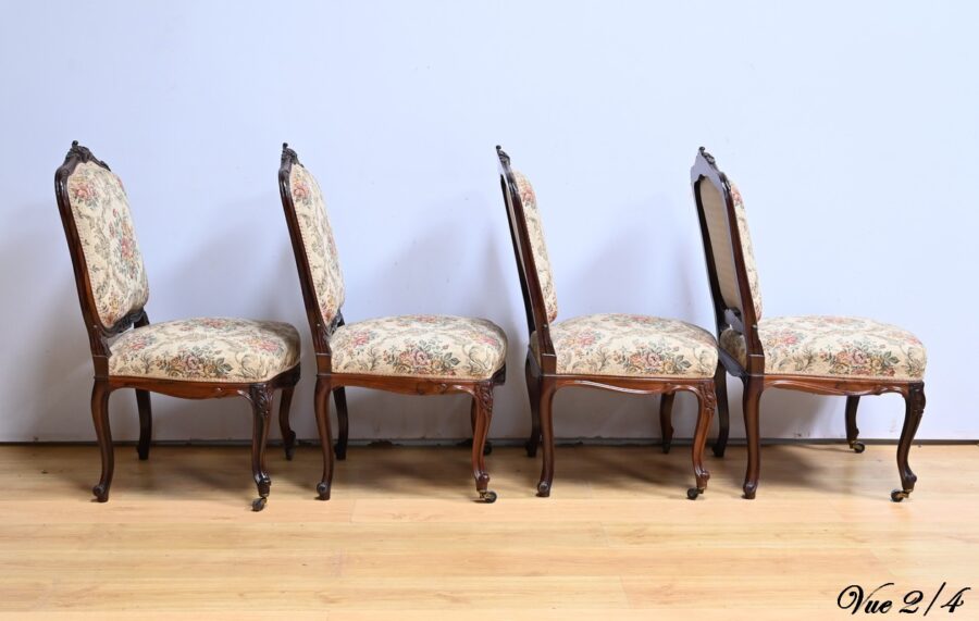 Suite de 4 Chaises en Palissandre, style Louis XV, époque Napoléon III – Milieu XIXe – Image 19