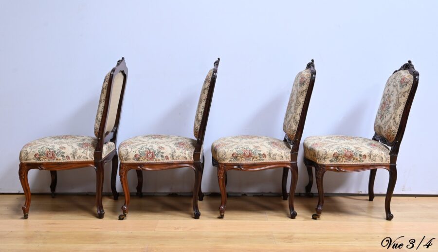 Suite de 4 Chaises en Palissandre, style Louis XV, époque Napoléon III – Milieu XIXe – Image 20