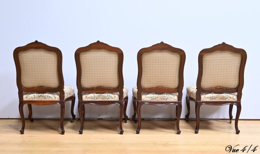 Suite de 4 Chaises en Palissandre, style Louis XV, époque Napoléon III – Milieu XIXe – Image 21