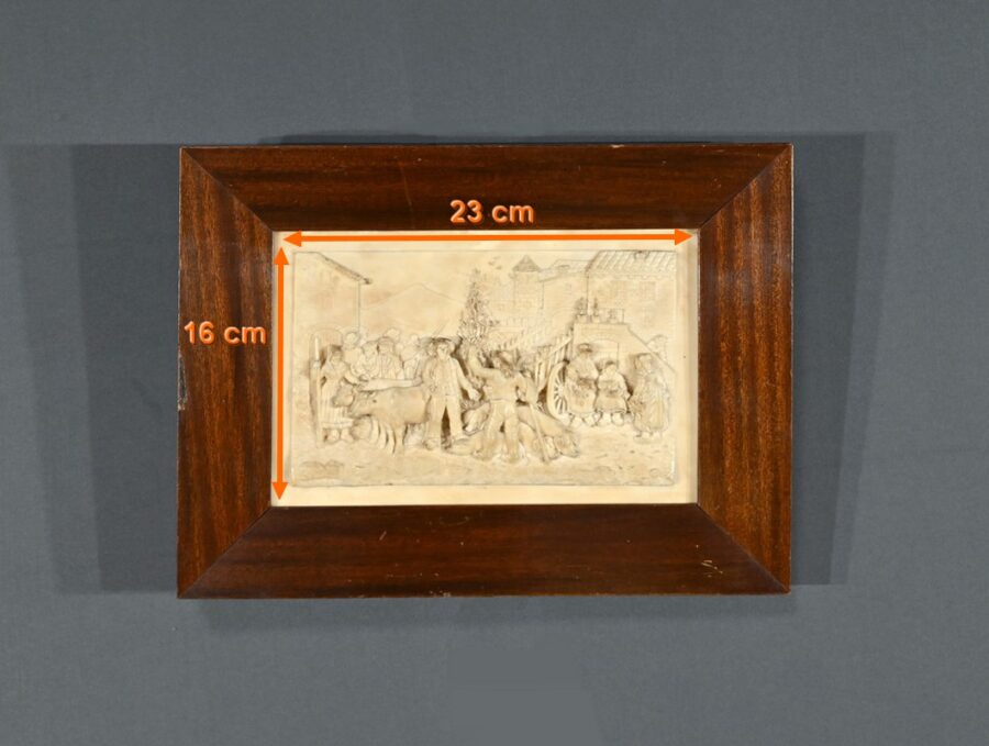 Tableau Bas-Relief en Calcaire Pétrifié, signé CF. Becker – Fin XIXe – Image 13