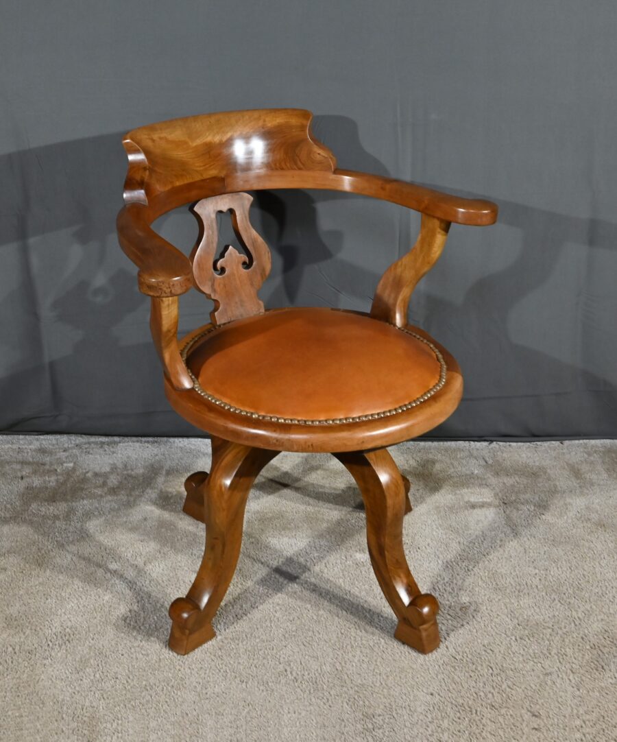 Fauteuil Pivotant en Noyer, époque Victorienne, Angleterre - 2ème partie XIXe