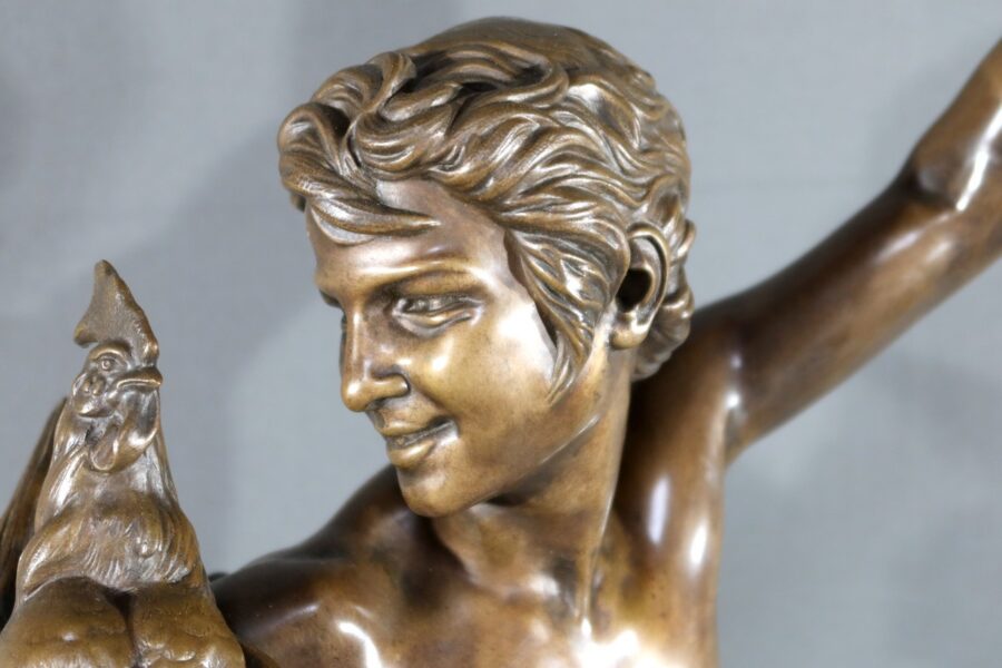 Bronze « Vainqueur au Combat de Coqs », signé A. Falguière – 2ème partie XIXe – Image 8