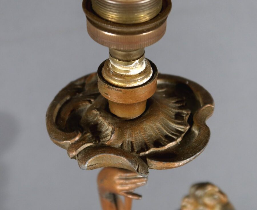 Lampe en Régule, style Art Nouveau, signée C. Rosa – Milieu XXe – Image 10