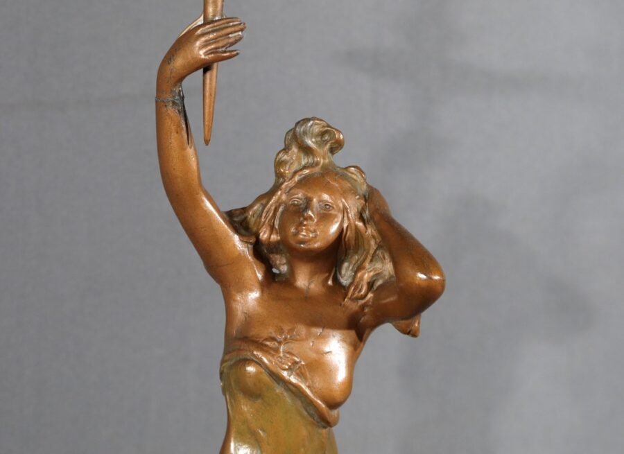 Lampe en Régule, style Art Nouveau, signée C. Rosa – Milieu XXe – Image 12