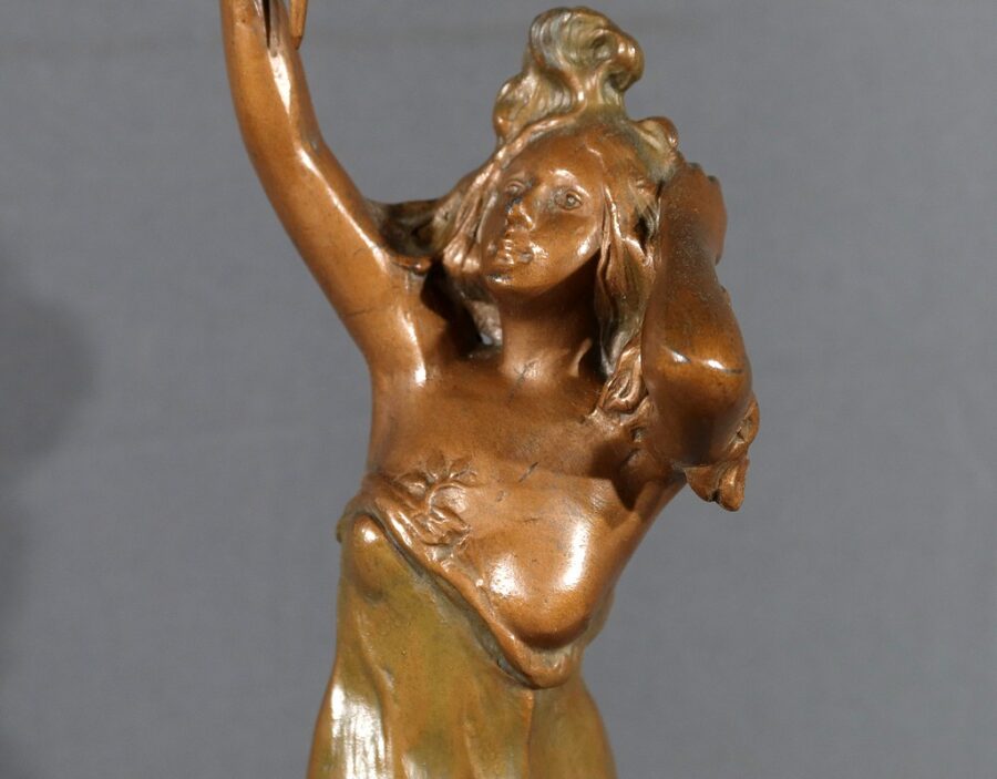Lampe en Régule, style Art Nouveau, signée C. Rosa – Milieu XXe – Image 13