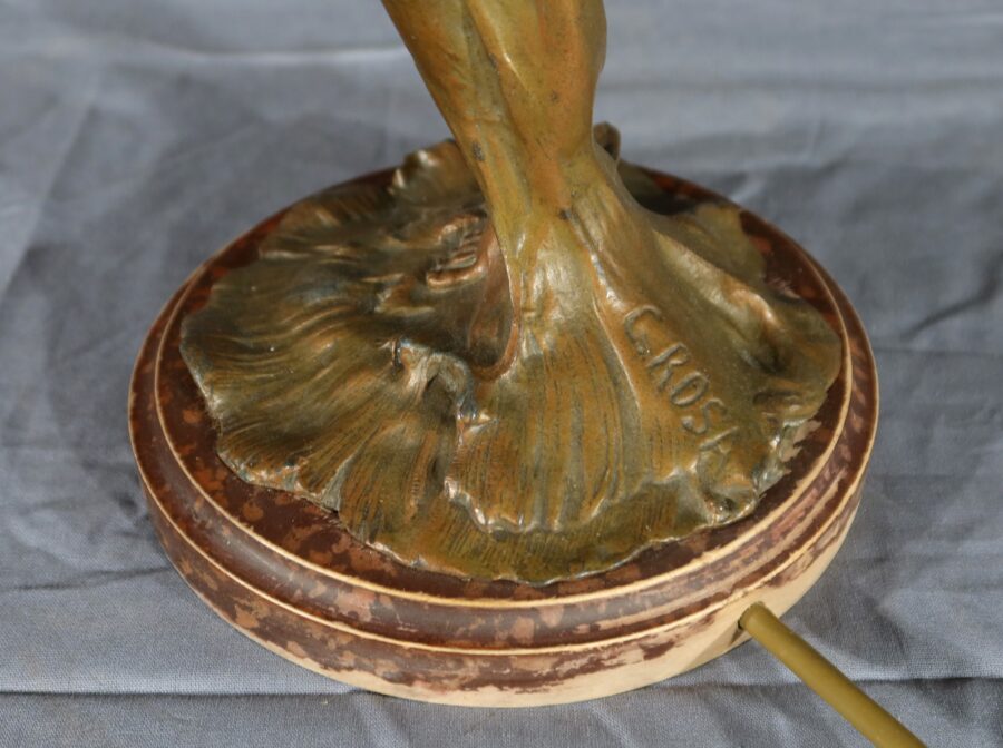 Lampe en Régule, style Art Nouveau, signée C. Rosa – Milieu XXe – Image 22