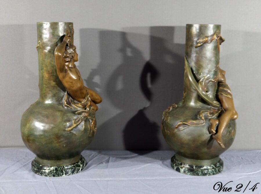 Paire de Vases en Régule, signés L. Moreau – Fin XIXe – Image 25