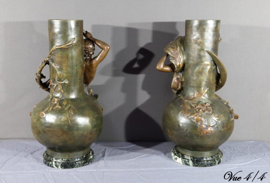 Paire de Vases en Régule, signés L. Moreau – Fin XIXe – Image 27