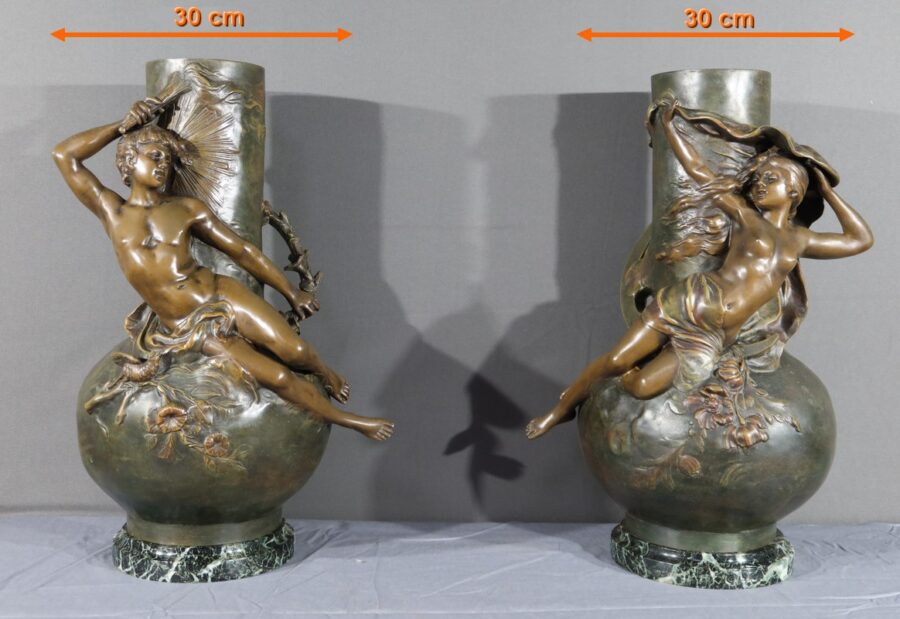 Paire de Vases en Régule, signés L. Moreau – Fin XIXe – Image 28