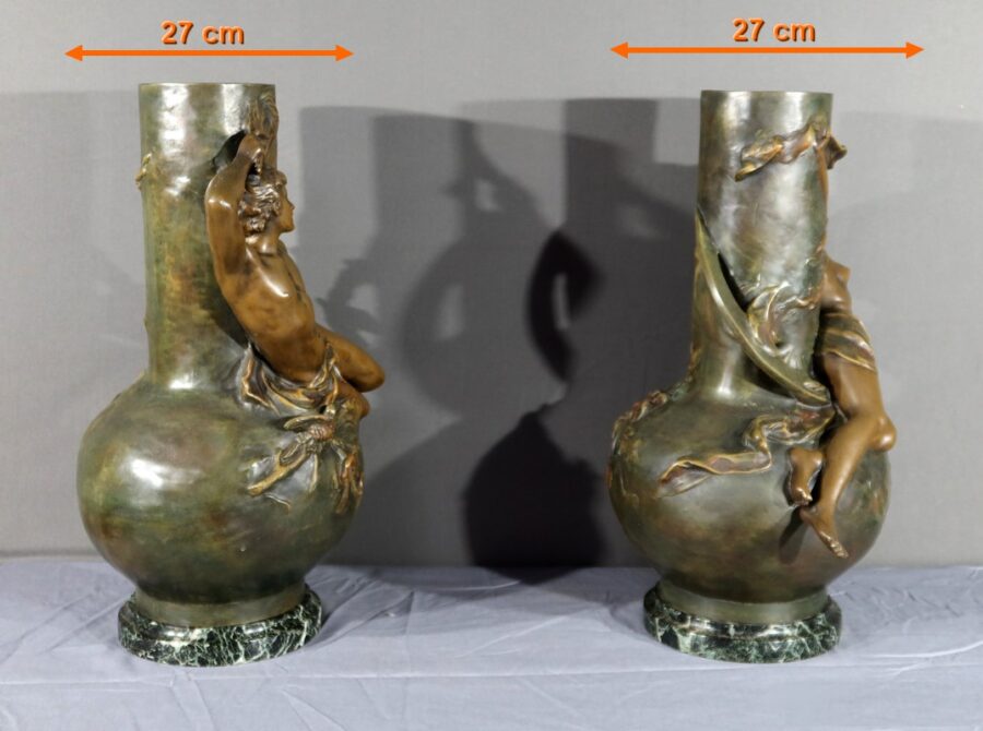 Paire de Vases en Régule, signés L. Moreau – Fin XIXe – Image 29