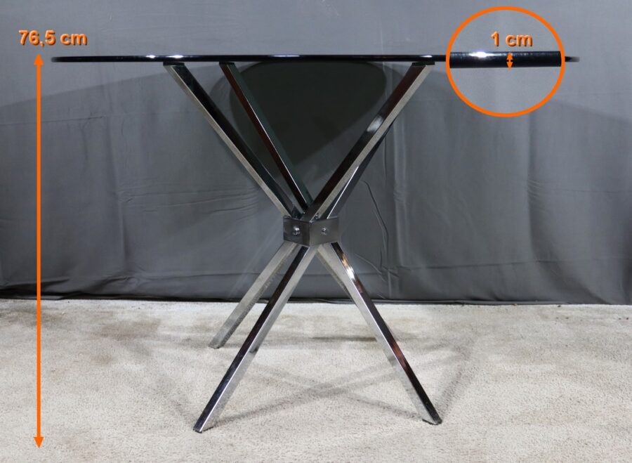 Petite Table Mikado en Verre et Métal Chromé – 1970 – Image 19