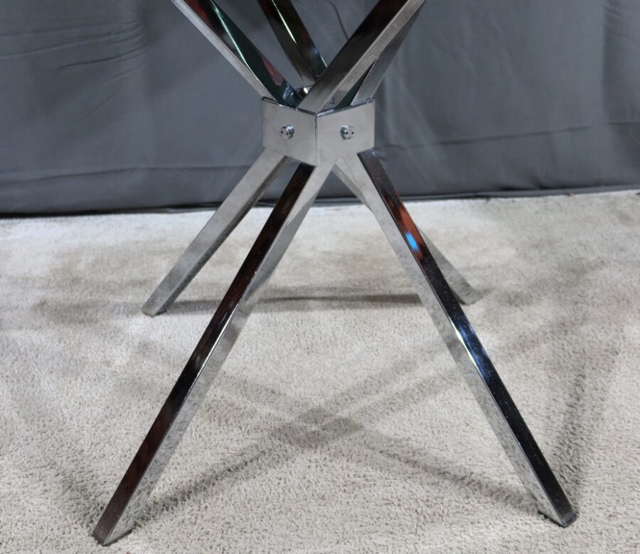 Petite Table Mikado en Verre et Métal Chromé – 1970 – Image 5