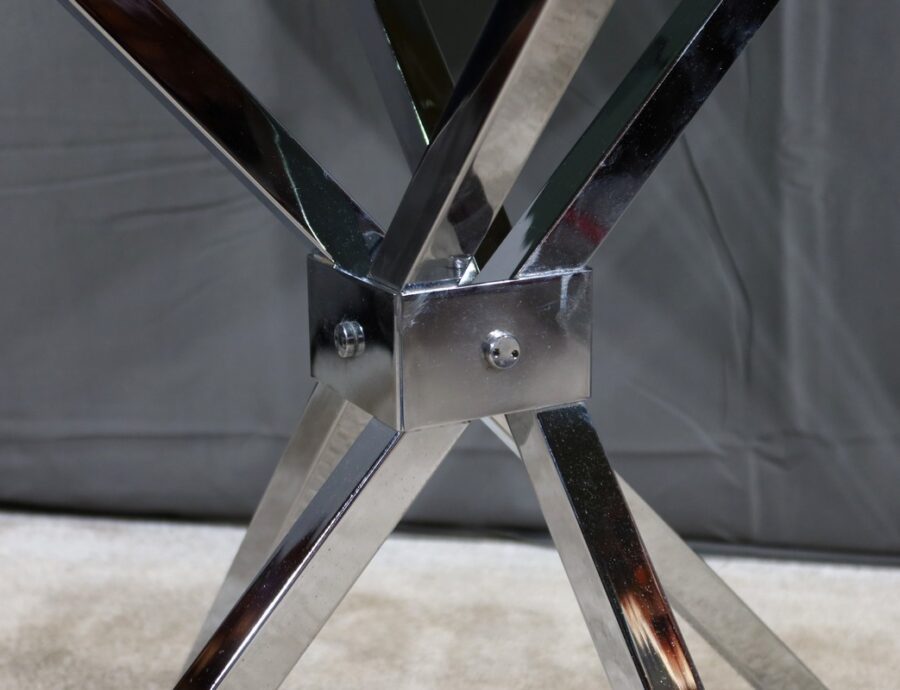 Petite Table Mikado en Verre et Métal Chromé – 1970 – Image 7