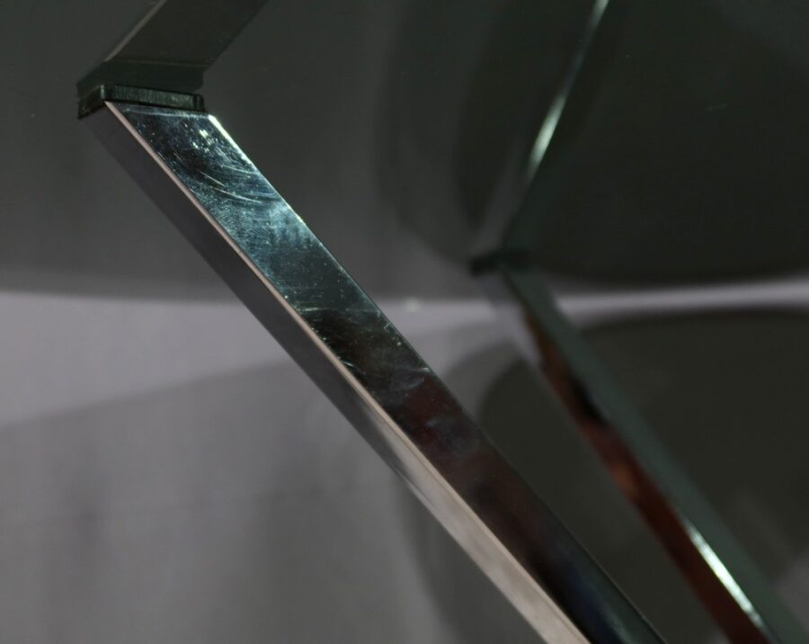 Petite Table Mikado en Verre et Métal Chromé – 1970 – Image 9