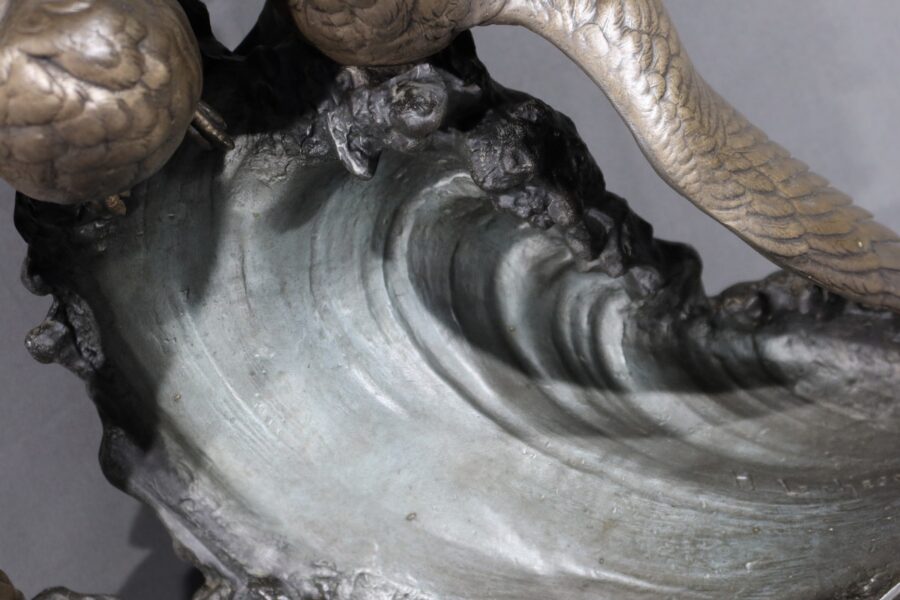 Sculpture en Régule « Mouettes sur la Vague », signée H. Lechesne – Milieu XIXe – Image 13