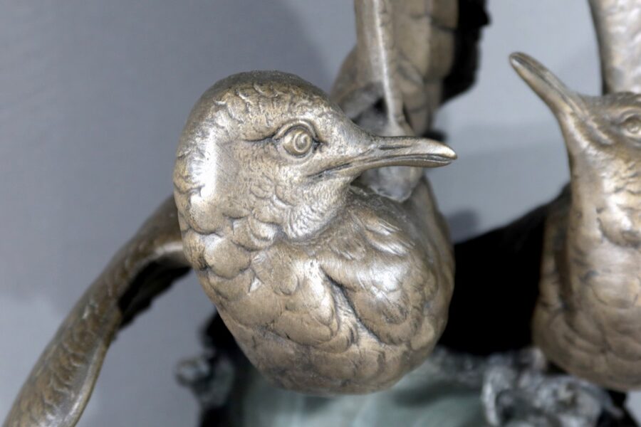 Sculpture en Régule « Mouettes sur la Vague », signée H. Lechesne – Milieu XIXe – Image 6